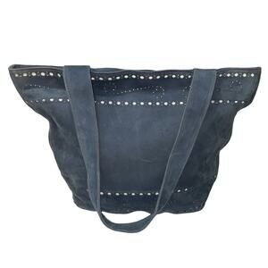 Laurèl Germany Blue Perforated Suede Leather Medium Tote Bag